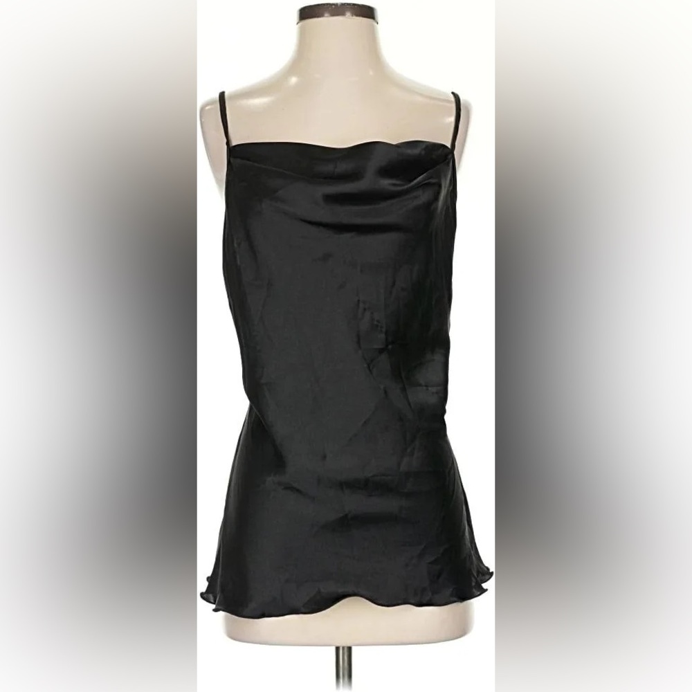 Annalee + Hope Black Satin Romantic Tank Top Size Large